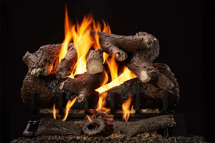 Gas log set installation in fireplace