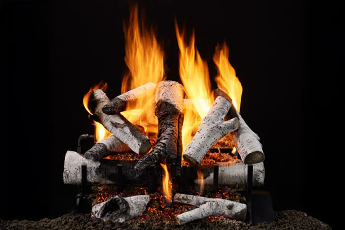 Gas log set installation in fireplace